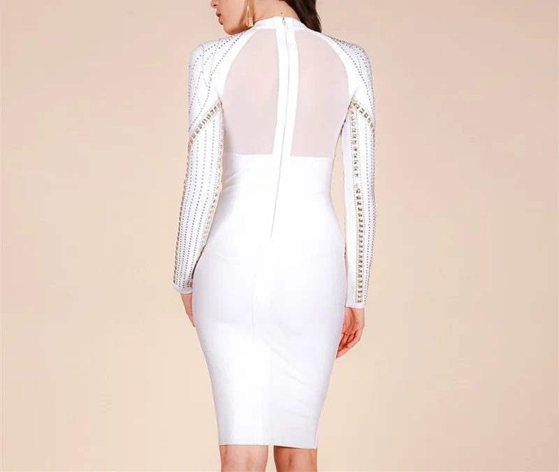 Зимнее женское Бандажное платье 2018 знаменитости вечерние Клубное белого цвета с