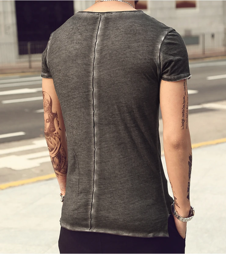 Брендовые летние Для мужчин футболка с коротким рукавом сплошной цвет 100% хлопок