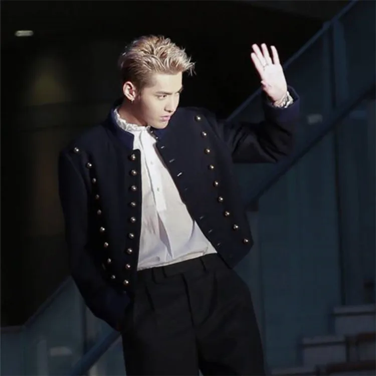 Ярко! Новый стиль мужской двубортной куртки с коротким пальто и корейской версии