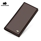 Модные мужские кошельки BISON DENIM, длинный тонкий бумажник из натуральной кожи, деловой мужской кошелек с держателем для карт