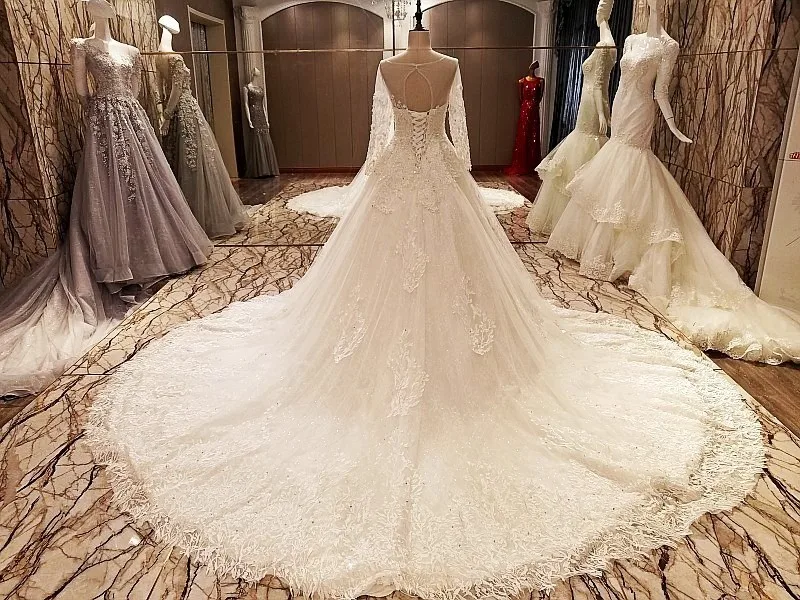 Кружевное бальное платье с корсетом на спине 2018 реальные фотографии|Свадебные