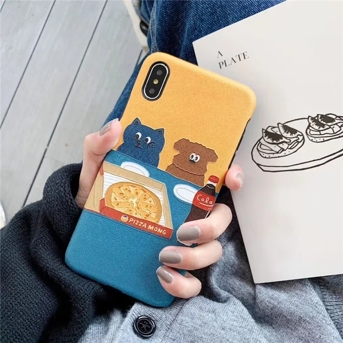Ourdeals Fashion Silk Phone Case For iphone XS MAX XR X 6 6s 8 7plus Relief Matte Soft Shell Cute Animal Coque Funda | Мобильные