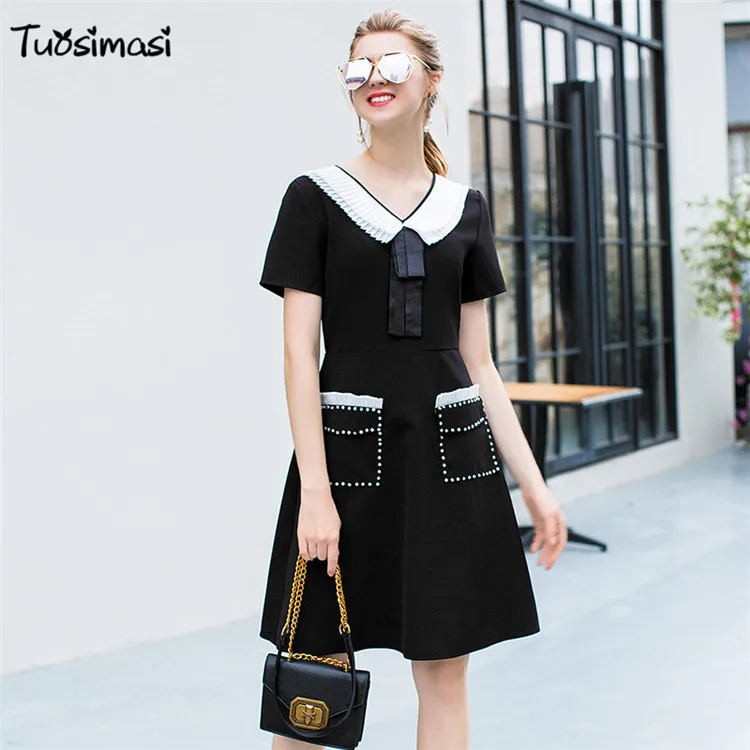 Новинка 2019 года сезон весна-лето приталенное платье с карманами в стиле пэчворк