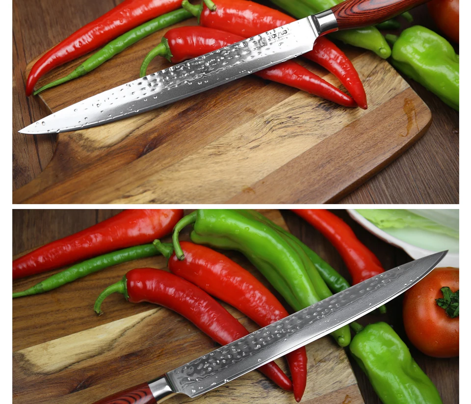 XINZUO 1" дюймовый нож для резки дамасской стали кухонный нож для нарезки японский кухонный инструмент VG10 Sashimi ножи для суши с деревянной ручкой