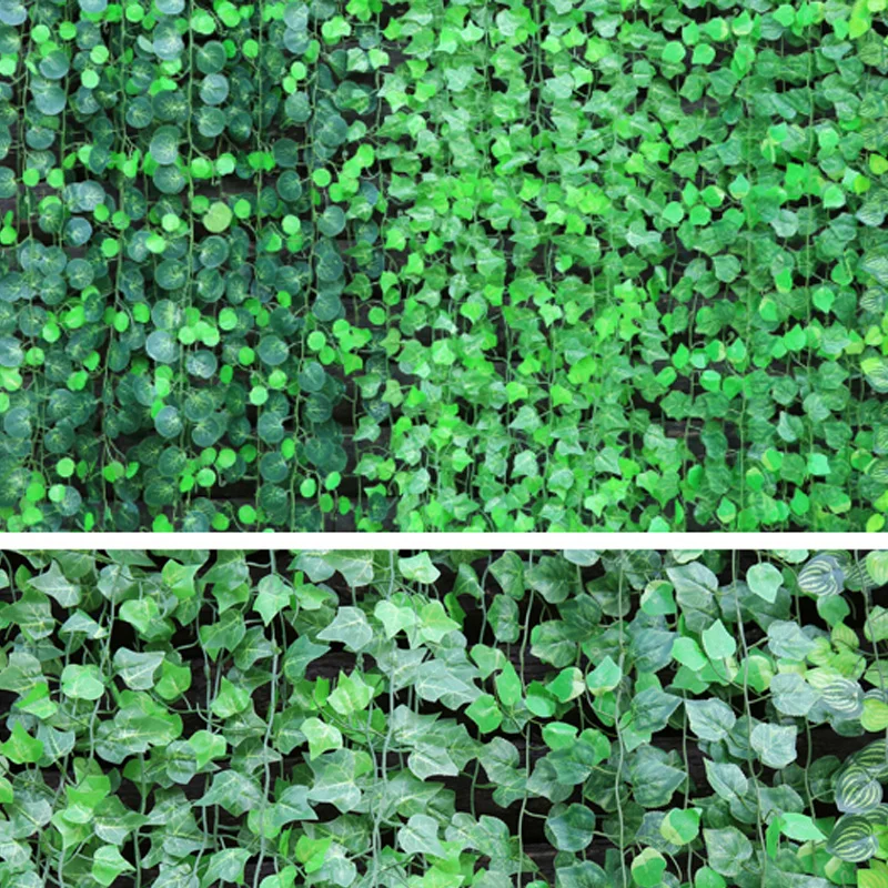 12pcs/Lot Greenery Leaves Artificial Ivy Garland Plants Vines Fake Foliage Flowers Wall Hanging Rattan Garden Wedding Home Decor | Дом и сад