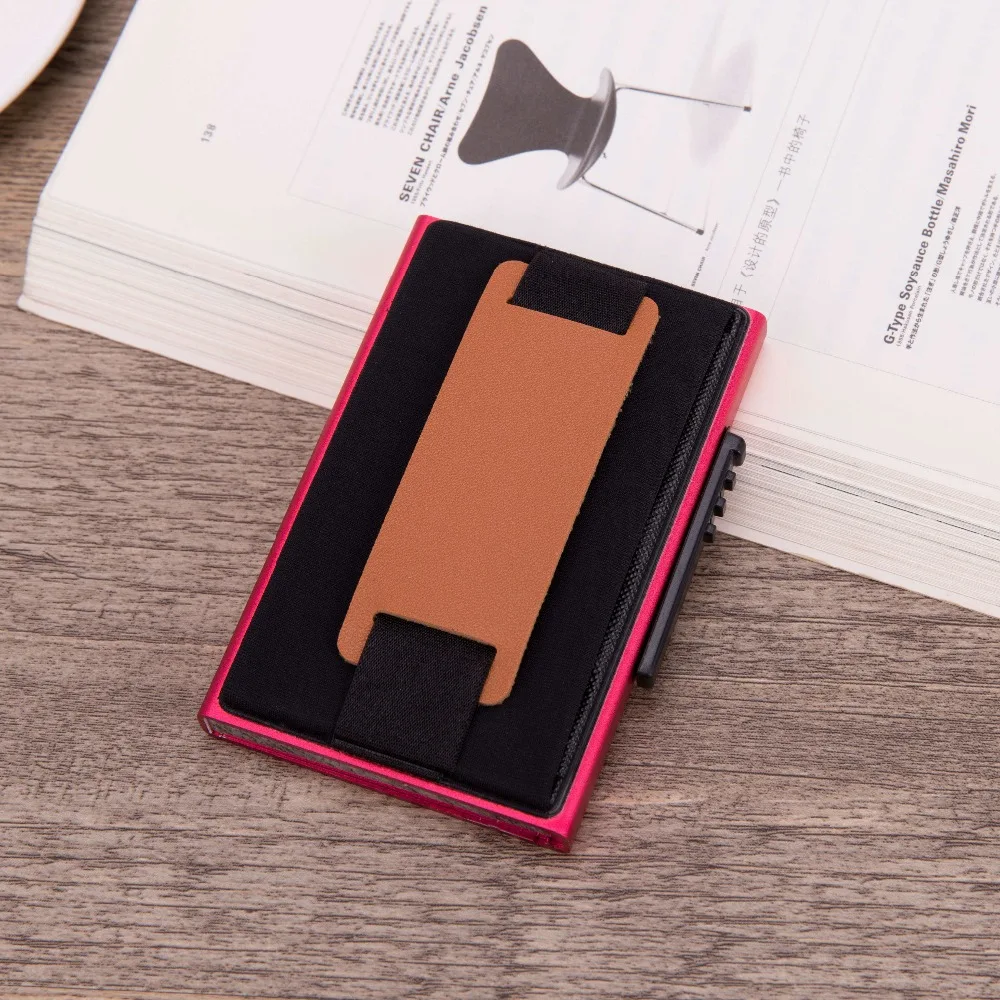 Бизнес Алюминиевый футляр для карт мужской модный RFID кошелек всплывающий парча продукт держатель карт высокое качество путешествия бандаж RFID чехол