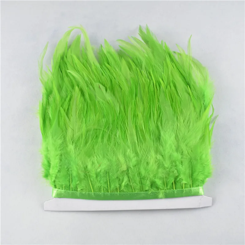 Apple Green 1 ярд 8-10 см серое Седло Петух Перо полоса отделка Петух украшения из перьев качественная одежда изготовление перья для рукоделия Вечерние - Цвет: Apple Green