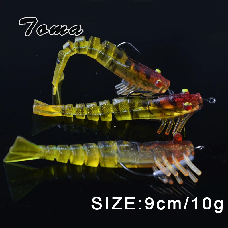 Приманка рыболовная TOMA мягкая с крючком 3 шт./лот 7 г/10 г/13 г/19 г|shrimp bait|bionic baitartificial