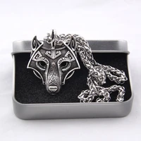 yage 5colors 1pcs norse vikings pendant necklace norse wolf head necklace original animal jewelry wolf head hange