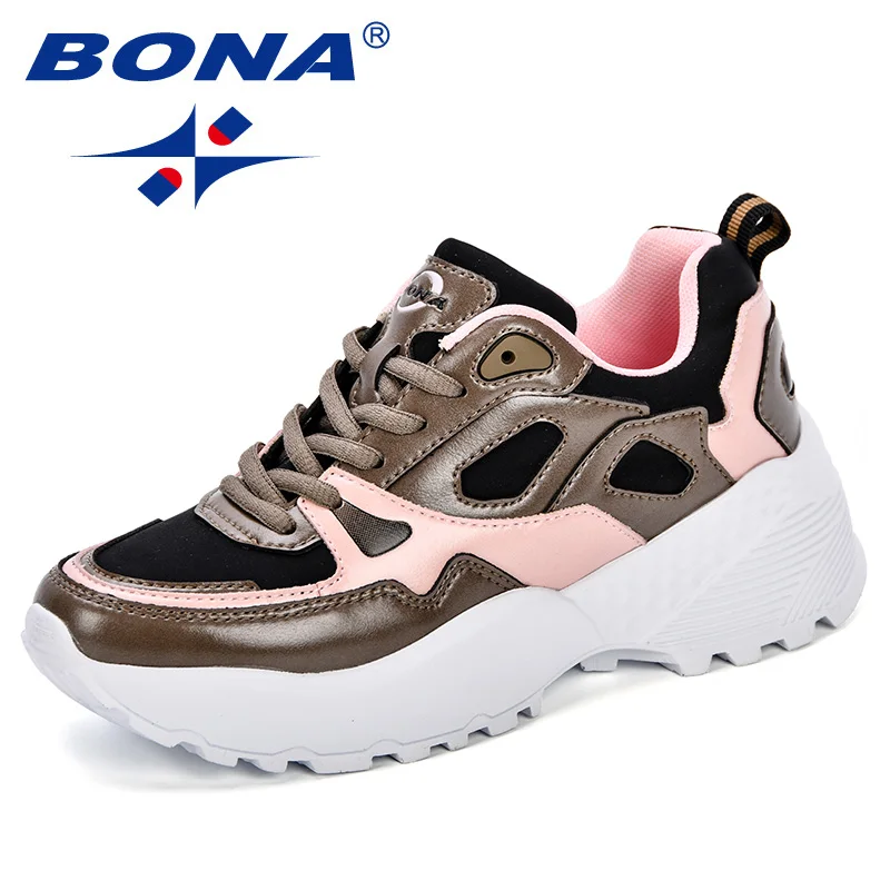 Medium grey pink BONA/; женская обувь; кроссовки на плоской подошве; Zapatillas Deportivas; женская модная повседневная обувь; обувь на плоской платформе, увеличивающая рост; zapatos mujer - Цвет: Medium grey pink