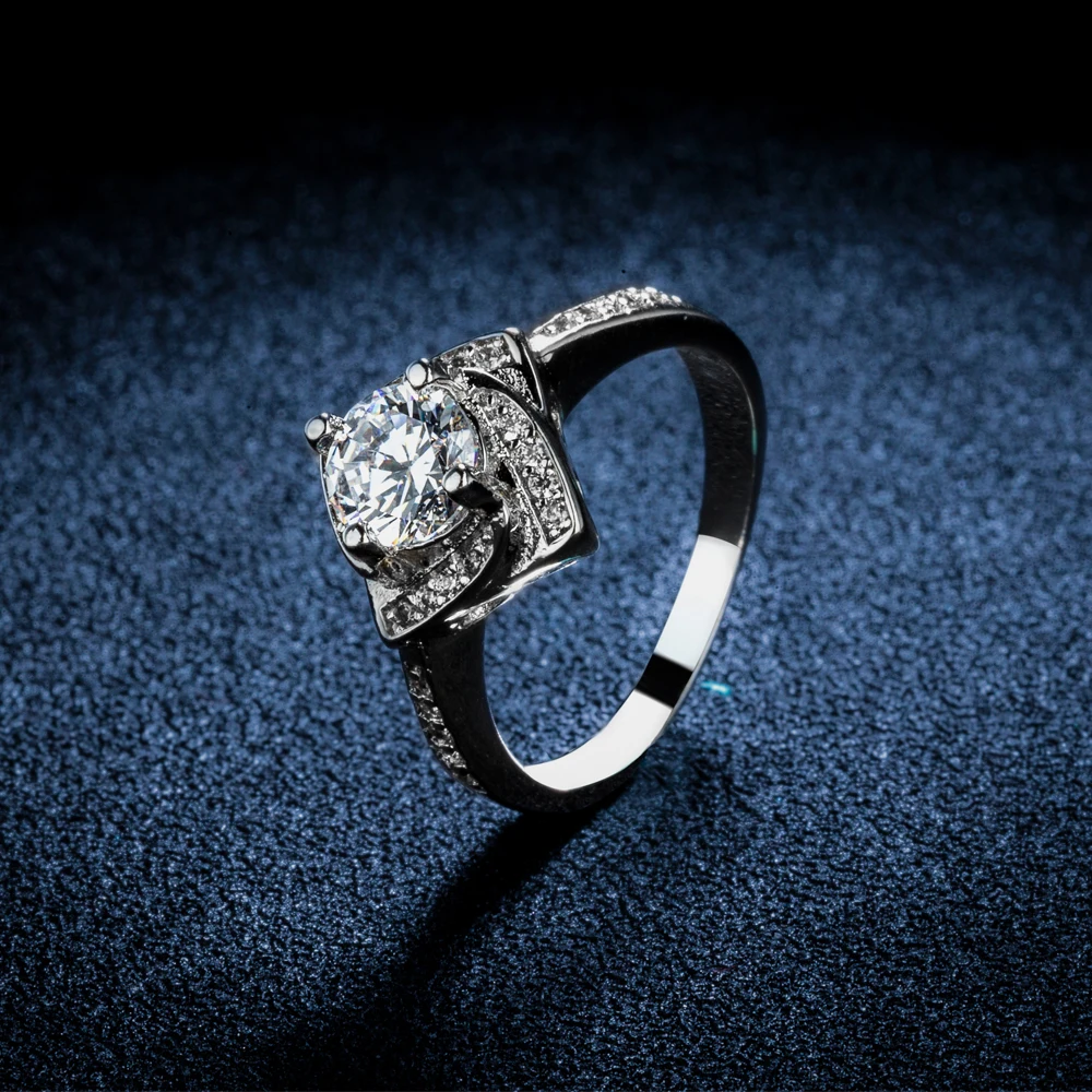 Женские обручальные кольца серебряного цвета с фианитом ювелирные изделия для