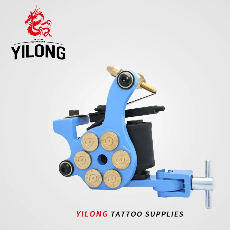 

YILONG 10 оберточных катушек, Утюги, хромированная тату-машинка на заказ для шейдера и лайнера, тату-машинка для начинающих, тату-пистолет, беспл...
