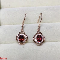 kjjeaxcmy fine jewelry 925 pure silver madagascar garnet with high quality fire color and beautiful female ear nail