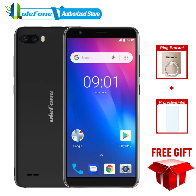 Ulefone S1 Face ID Android 8,1 смартфон 5,5 ''18:9 экран двойная задняя камера мобильный телефон MT6580 четырехъядерный 3G 3000mAh сотовый телефон