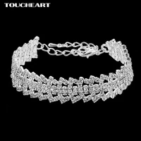 toucheart 2018 luxury crystal charm bracelets bangles for women silver color bracelets femme bridal wedding jewelry sbr170073