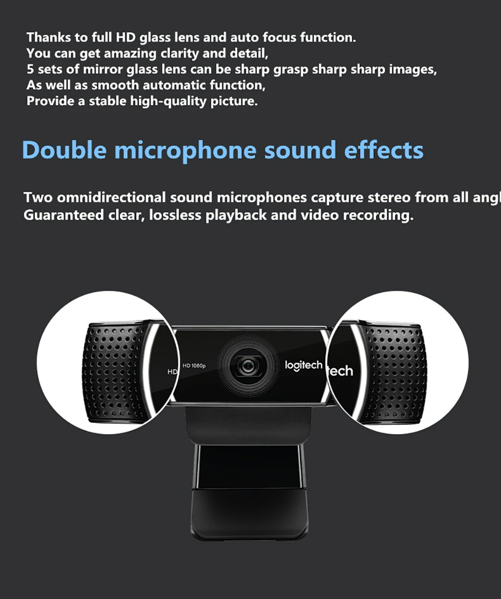 logitech C922 PRO Автофокус Встроенный микрофон full HD анкерная веб-камера