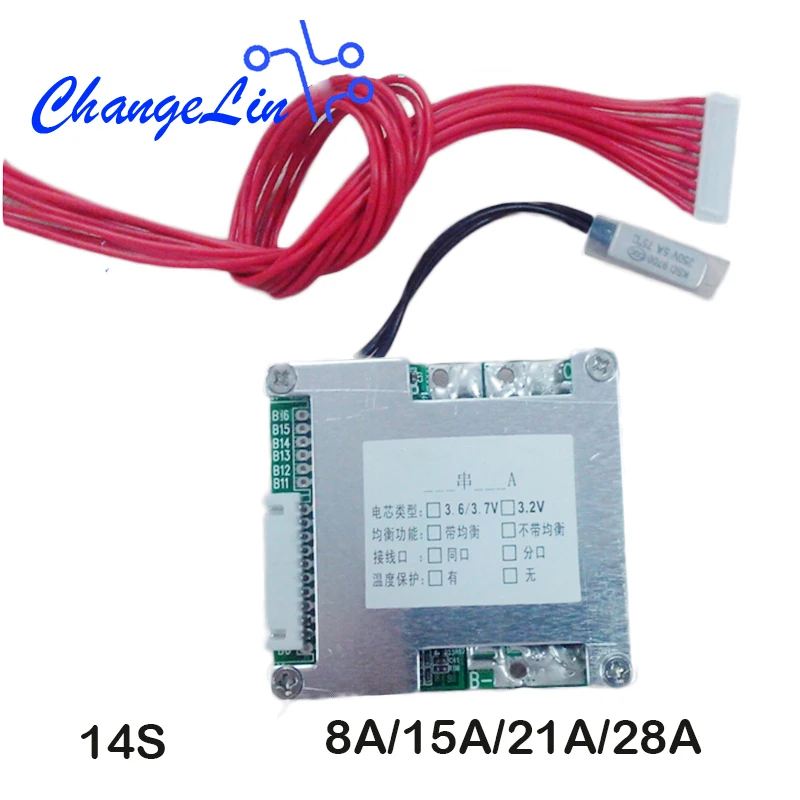 14S 48V 8A 28A литий ионная Lipo Lifepo4 литиевая батарея Защитная плата с балансом контроль