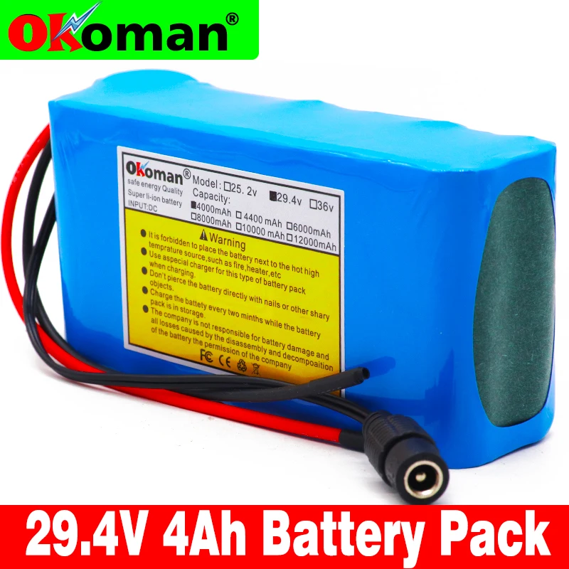Высокое качество 24V 4Ah 7S2P 18650 Батарея литий-ионный аккумулятор 29,4 4000 мАч Электрический велосипед мопед/Электрический/комплект литий-ионный батарей