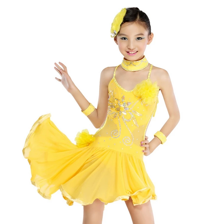 Платье для латиноамериканских танцев желтое/Черное 2016|latin dance dress|salsa skirtdance dress |