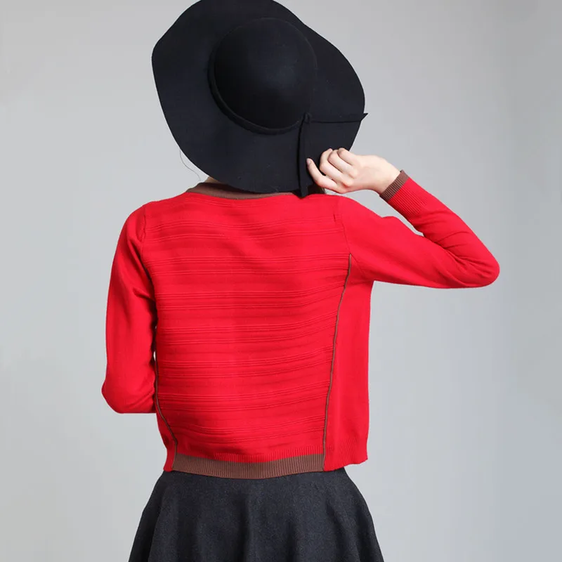 HanOrange 2019 Spring Autumn Cardigan Short Coat Female Women Long Sleeve Screw-Thread Buttons Knitted Sweater S- Plus Size |