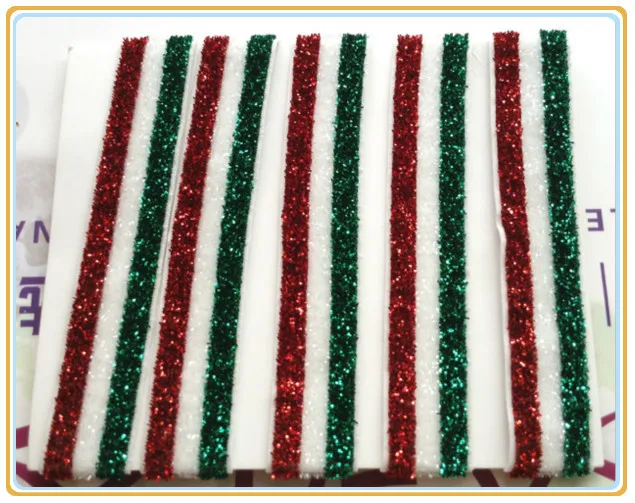 

(Price Negotiated) 5/8" Christmas Elastic Red White Green Stripe Metallic Velvet Ribbons For Headband