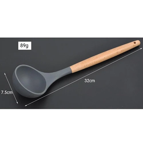 Large Soup Spoon Распродажа 8 видов черная силиконовая деревянная лопатка термостойкая суповая ложка антипригарная специальная кухонная лопатка для кухонных инструментов 10100C - Цвет: Large Soup Spoon