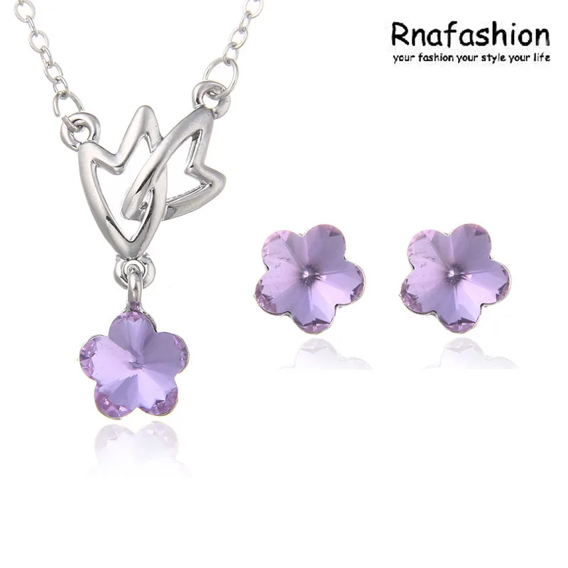 2017 Модные Ювелирные наборы Австрийские хрустальные серьги кулон ожерелье в