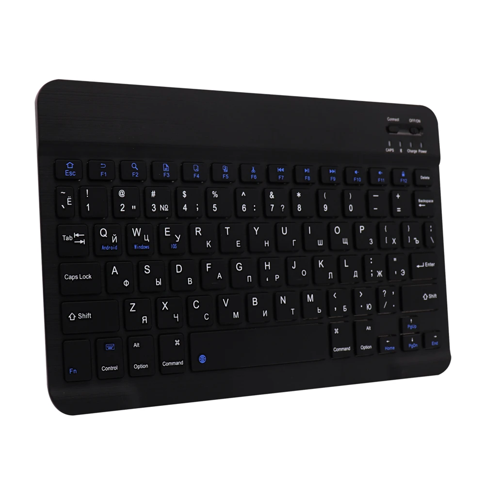 Ultra Slim Алюминий Беспроводной Bluetooth Русская клавиатура для IOS Android Tablet PC Windows для iPad Bluetooth Русская клавиатура