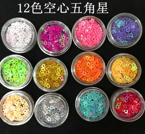 12 цветные лазерные блестки в форме бриллианта Радужный порошок сплошная