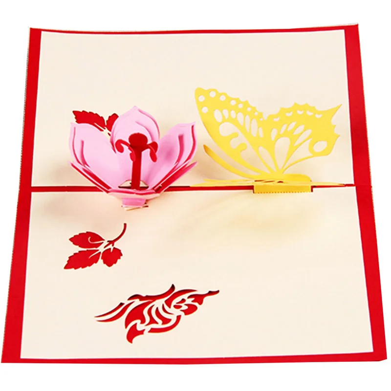 2 вида цветов 3D лазерная резка бабочка цветок бумага приглашения Поздравительные