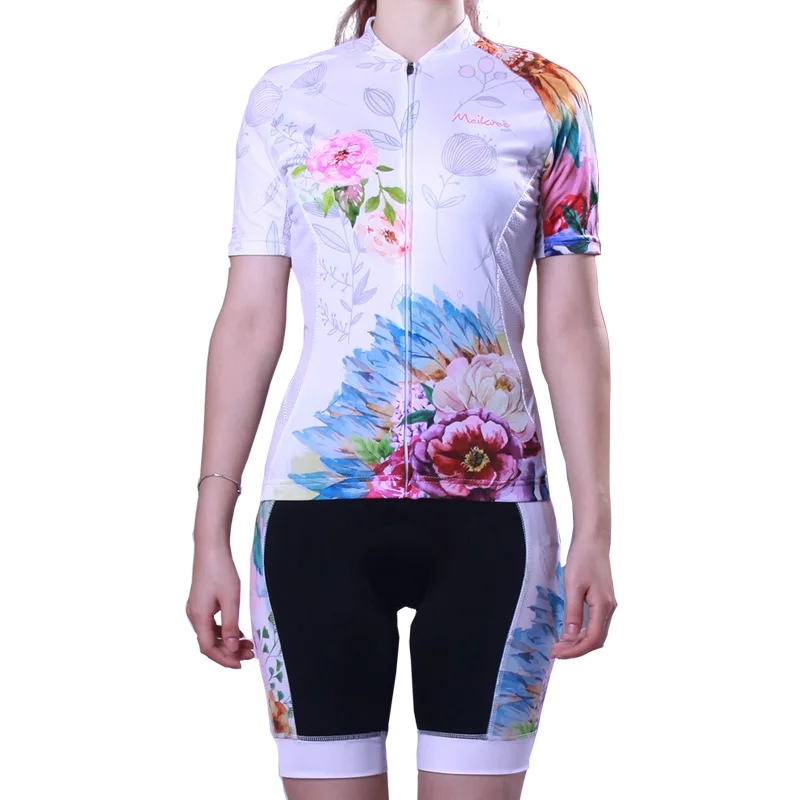 Женский комплект Джерси с коротким рукавом и цветочным рисунком дышащая одежда