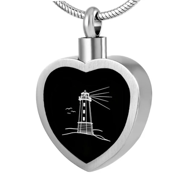 

IJD8457 Black Enamel Heart Urn Pendant for Human Pet Ashes Stainless Steel Memorial Keepsake Cremation Jewelry Necklace Hot Sale
