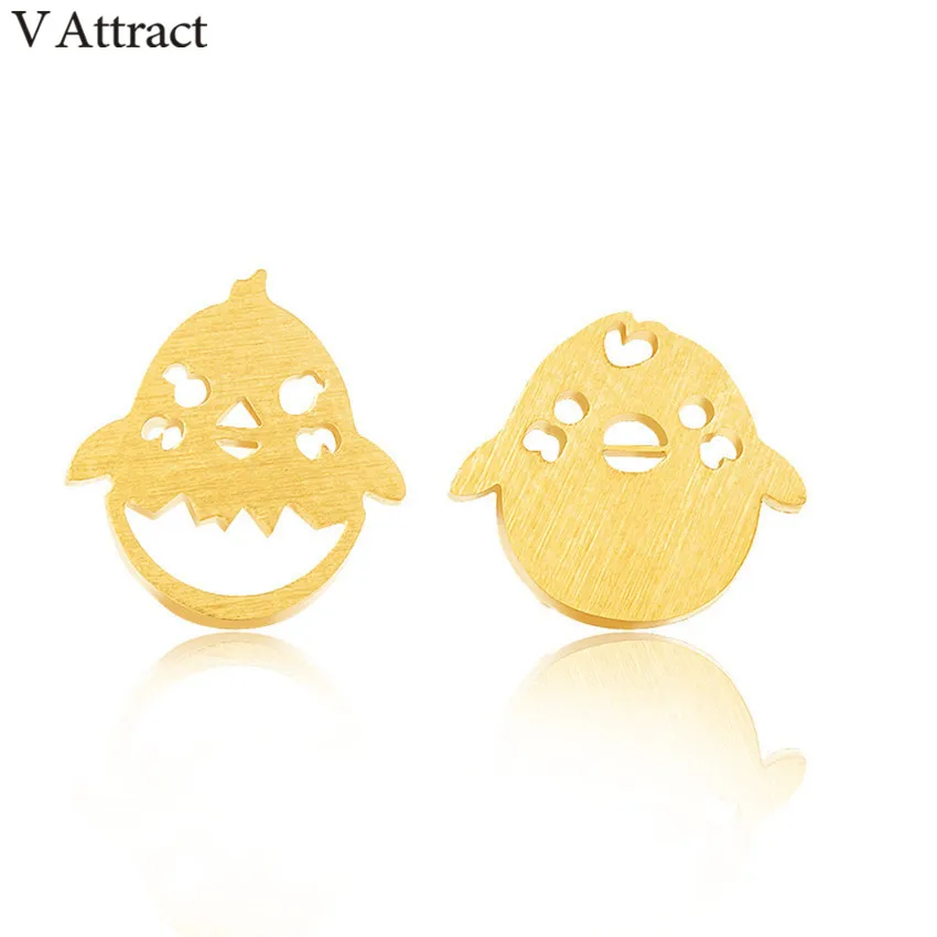 V привлечь панк нежные украшения Petite курица серьгу Нержавеющая сталь мини Brincos Para