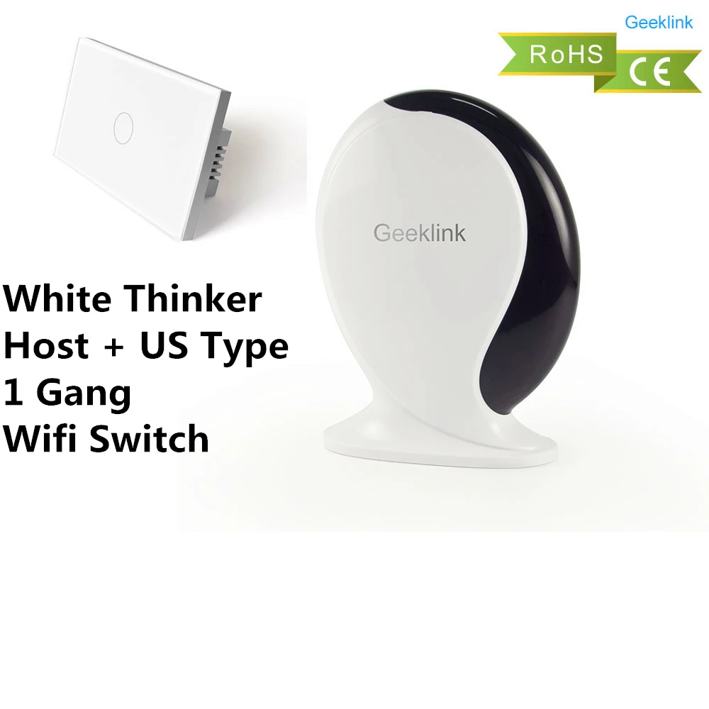 Geeklink Smart Home WiFi Switch для Alexa Google Home Voice Управление освещением Настенный светильник Прерыватель 1 2 3 Gang Smart Remote Control - Цвет: White Host 1 Gang