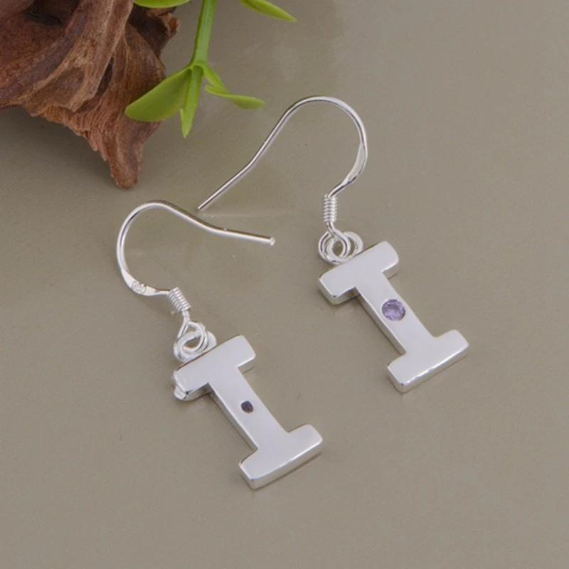 Мода письмо Я высокое качество бесплатная доставка Серебряные Серьги для женщин