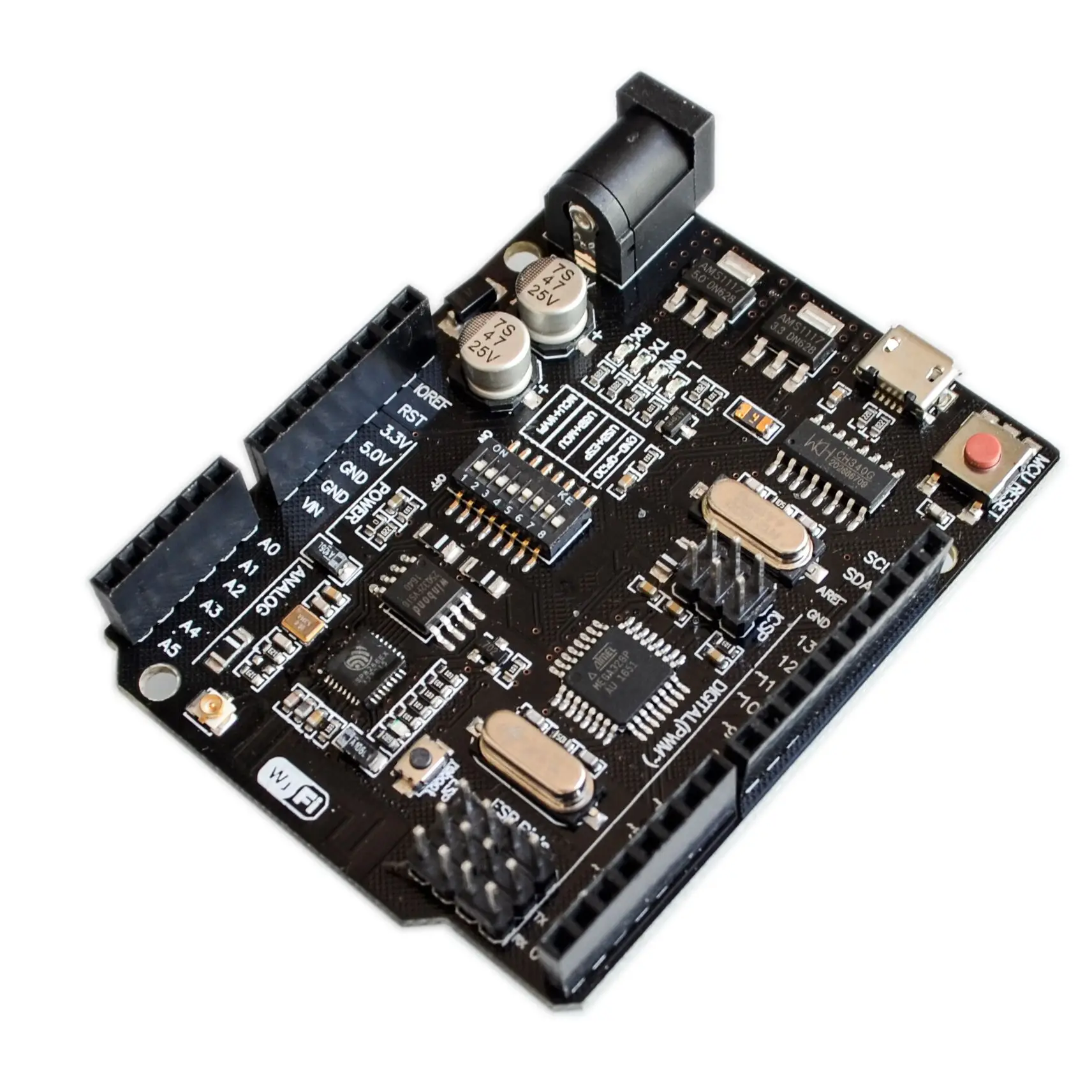 UNO+ WiFi R3 ATmega328P+ ESP8266(32 Мб памяти), USB-TTL CH340G. Совместимость с Uno, NodeMCU, WeMos ESP8266