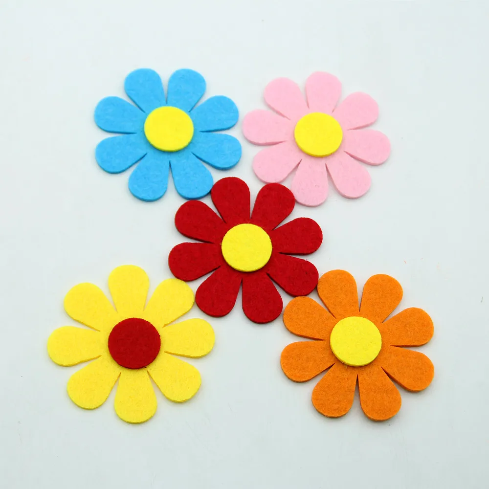 5pc Colorful Flower Cutting Felt DIY Home Child Room Kindergarten Stickers Decor Wall Puzzle Game Sewing Appliques Fabric Crafts | Дом и сад