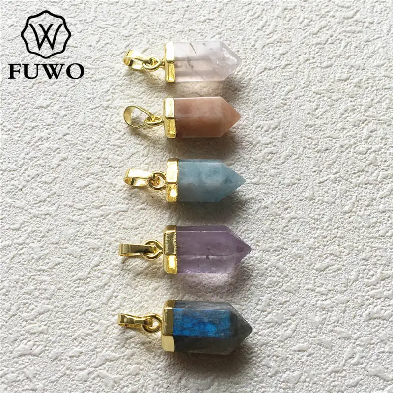 Кварцевая подвеска пионт FUWO граненная Друза с 24 каратным золотом