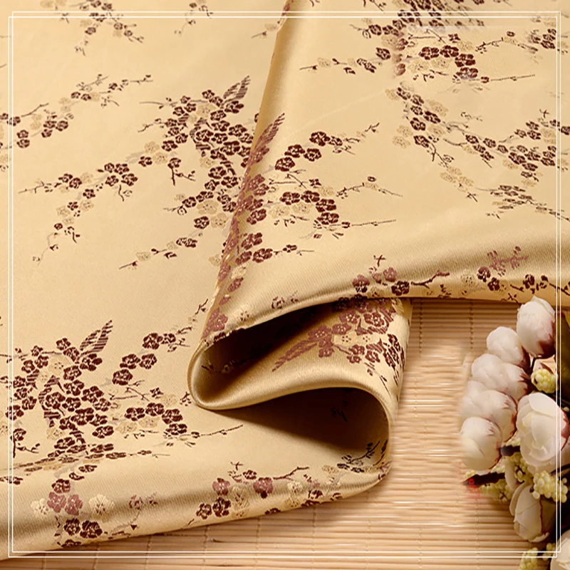 

Plum Blossom style Brocade Fabric Damask Jacquard Apparel Costume Upholstery Furnishing Curtain DIY Clothing Material BY meter