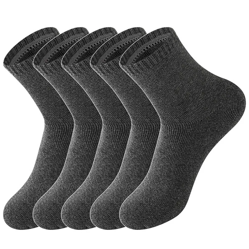 5 Pair Dark Gray LifeWheel мужские носки хлопковые деловые спортивные с дезодоратором дышащие зимние теплые махровые носки для здоровья 5 пар/партия - Цвет: 5 Pair Dark Gray