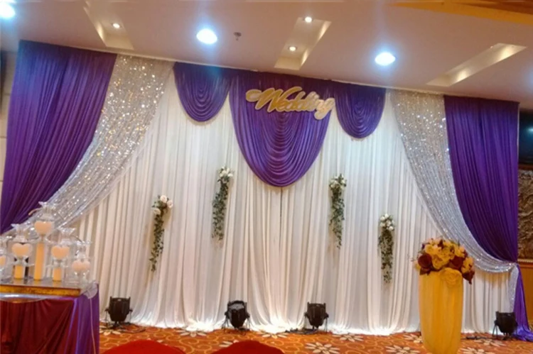 

20 футов * 10 футов фиолетовый и белый свадебный фон занавеска с swag Свадебный сценический фон вечеринка Декор с блестками 2018