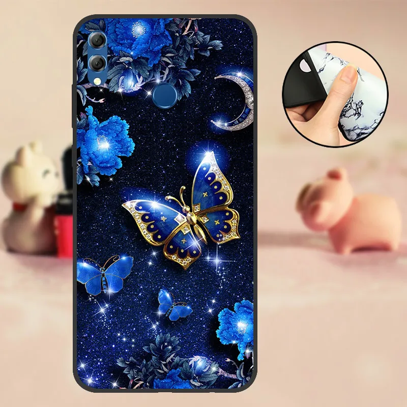AJBDV Чехол для huawei Honor 8X черный мягкий Силиконовый ТПУ чехол из ТПУ чехол для huawei Honor 8X бампер с милым рисунком черный чехол - Цвет: AJBDV