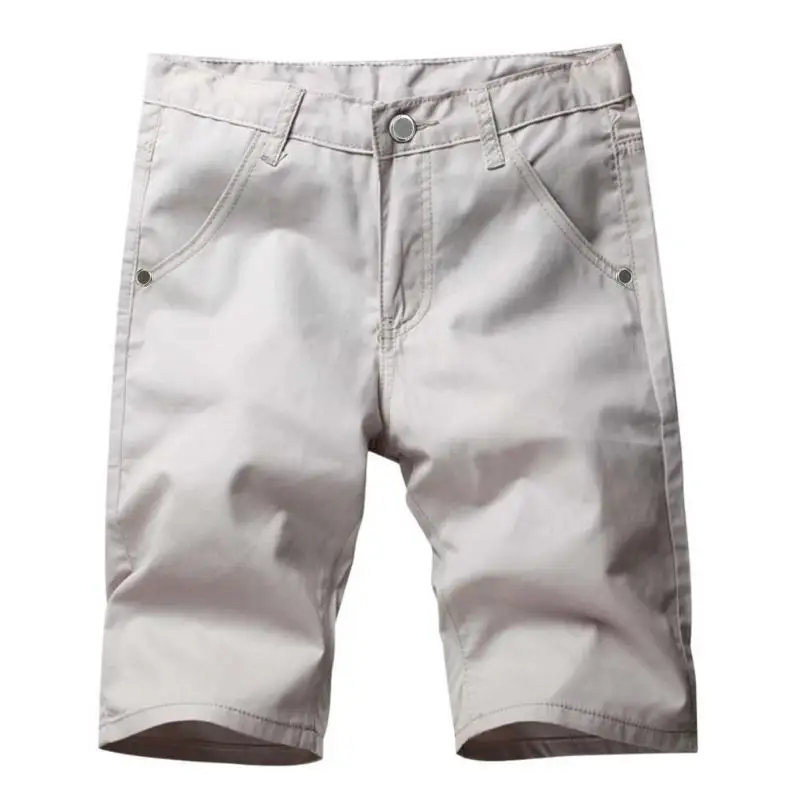 Летние Повседневное Свободные Твердые Цвет шорты хлопок Для мужчин и пуговицы