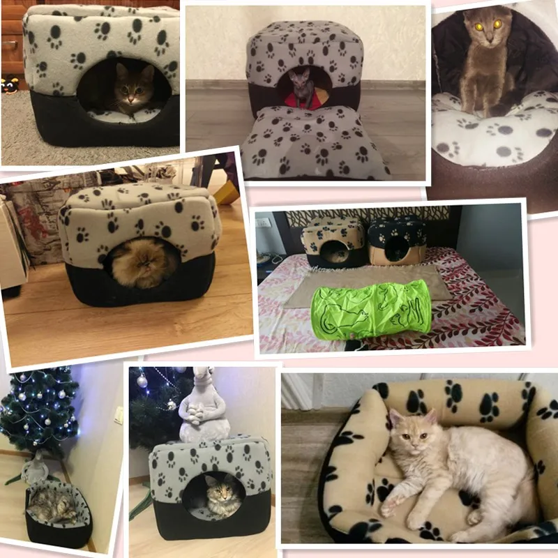 PAWZRoad горячий! Модная кровать для собак, питомник с рисунком лапы, мягкая собачья кровать для дома, для щенков, кошек, согревающая зимняя кровать-гнездо, Размеры S/M, товары для домашних животных