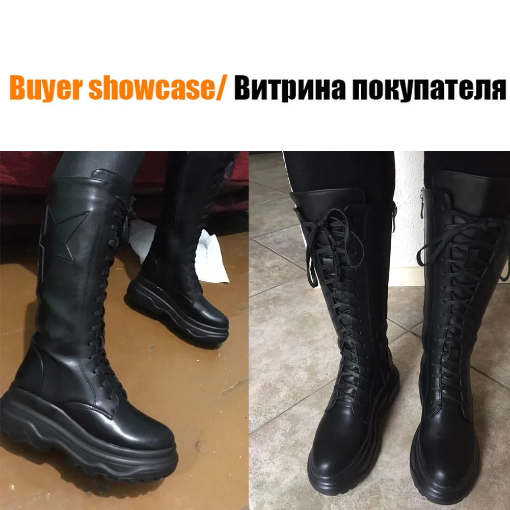 ALLENLYNN/модные мотоциклетные ботинки до середины голени на платформе большие