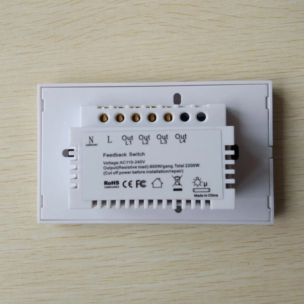 Настенный светильник Geeklink Smart Touch Switch US WiFi обратная связь 1 2 3 Gang голосовое