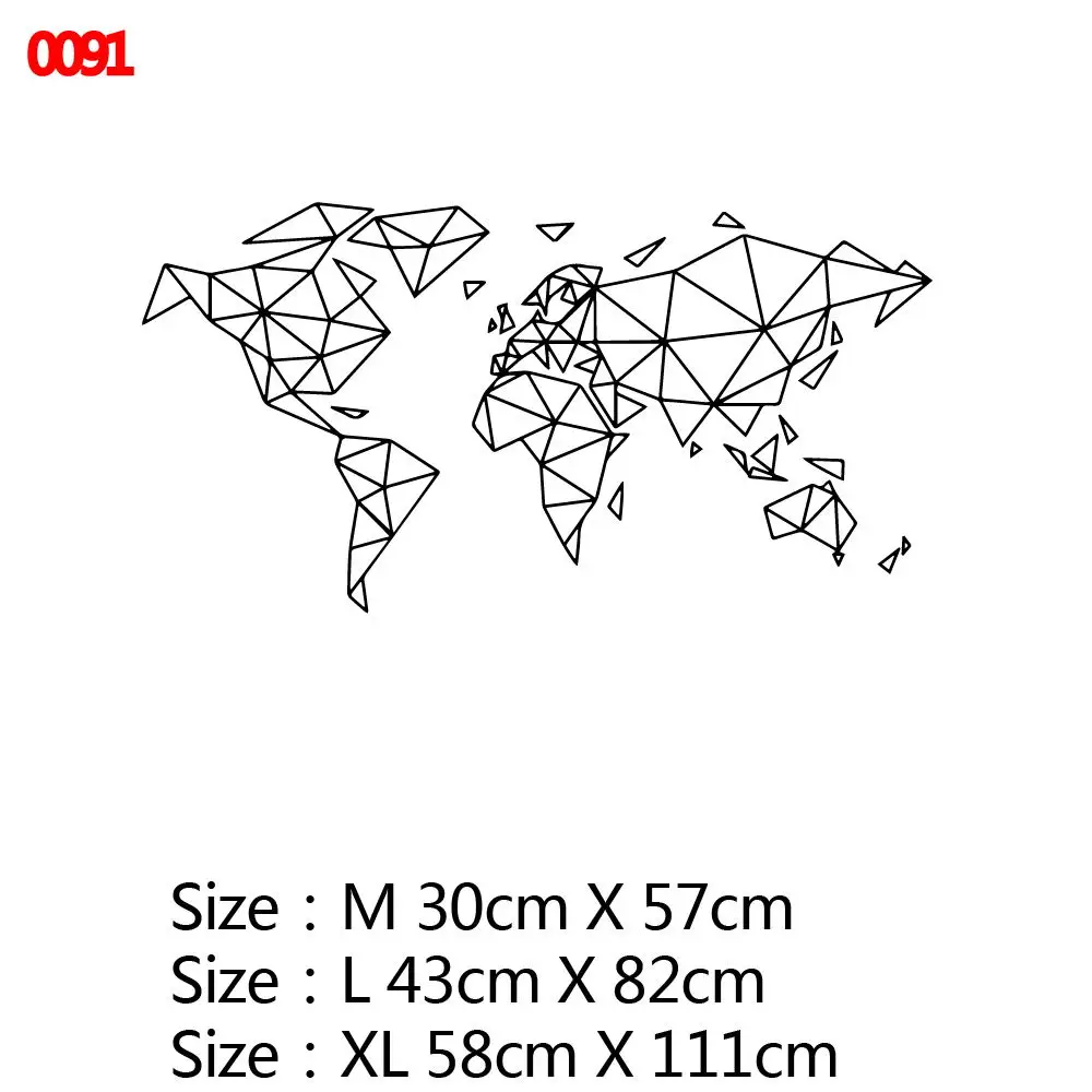 

ART Geometric World Map Wall Sticker house Office Room Decoration accessories For bedroom living room Decor Mural Wallpaper