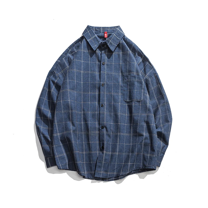 

2020 New Fashion Korea Style Oversized Casual Men Plaid Shirt