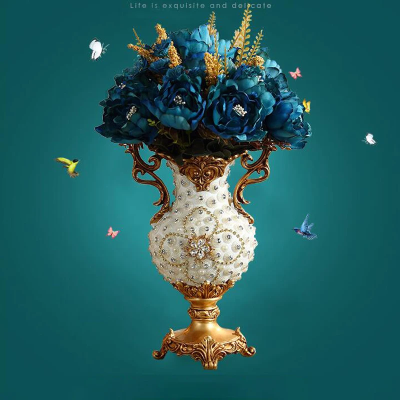 Роскошный Алмазный стол в европейском стиле ваза из смолы статуэтки украшение