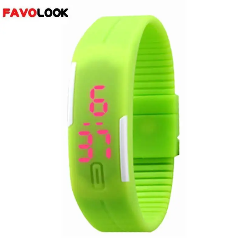 Горячая Мода Спорт светодиодный часы силиконовой резины Сенсорный экран